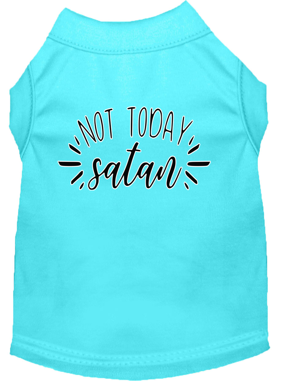 Not Today Satan Screen Print Dog Shirt Aqua Lg